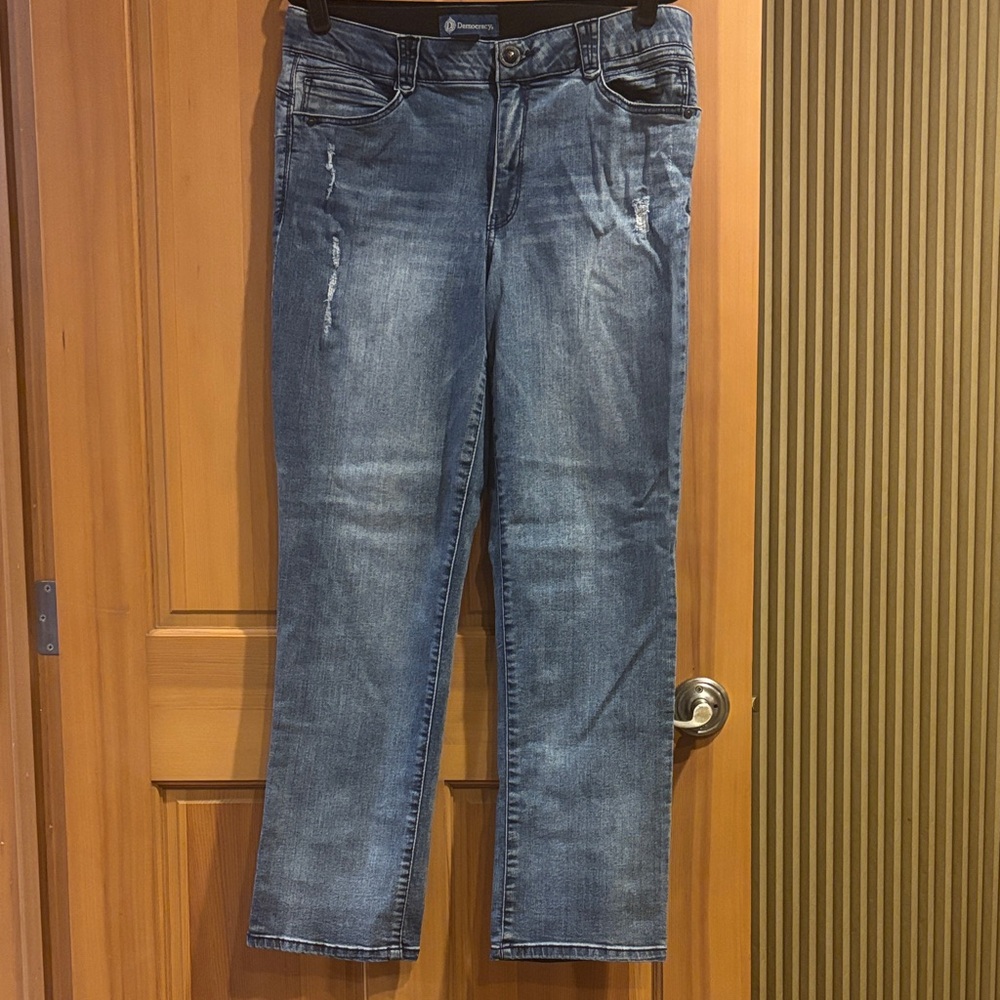 Democracy Distressed Blue Straight Leg Jeans